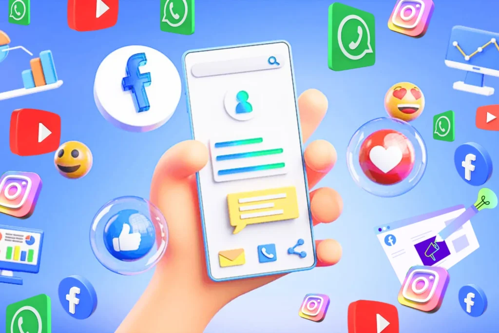 social media marketing services, facebook ads, instagram ads all types of meta ads online marketing services, Visual guide on developing a social media marketing strategy, featuring Facebook and Instagram ads for effective online marketing. Groww Your Business Online Digital Marketing Agency in Ranchi