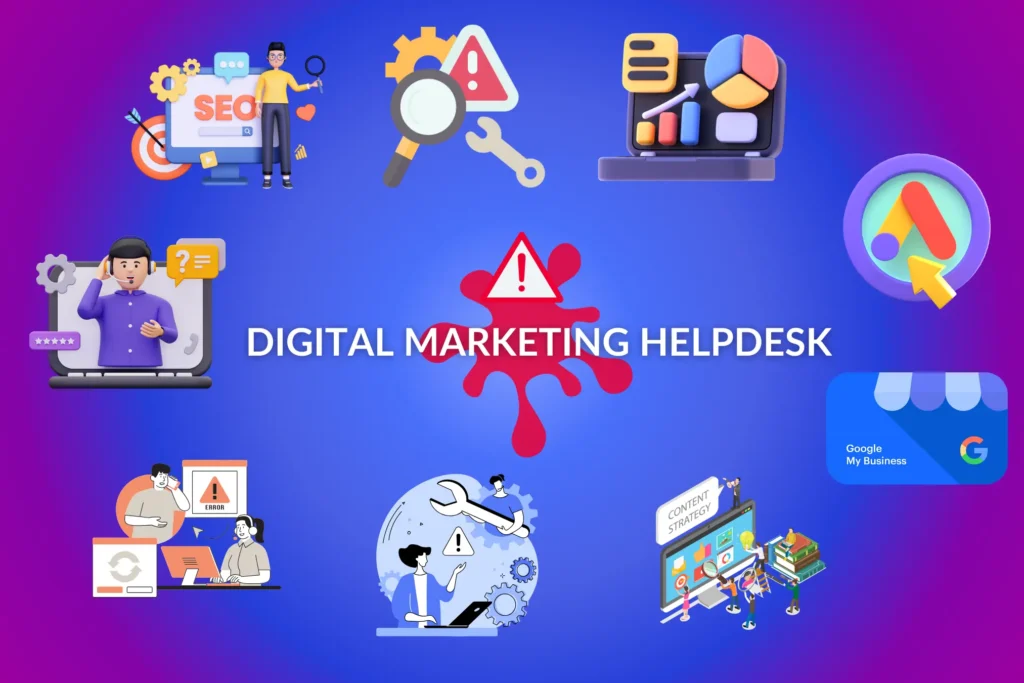 Digital marketing helpdesk offering solutions for website issues, SEO challenges, and marketing problem resolution services. A digital marketing helpdesk providing expert assistance for website, SEO, and marketing problem-solving services. groww your Business Online